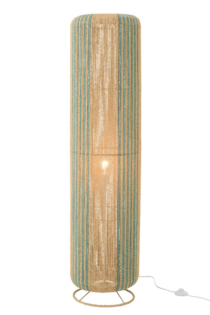 Floor lamp rope cylinder metal turquoise/natural large