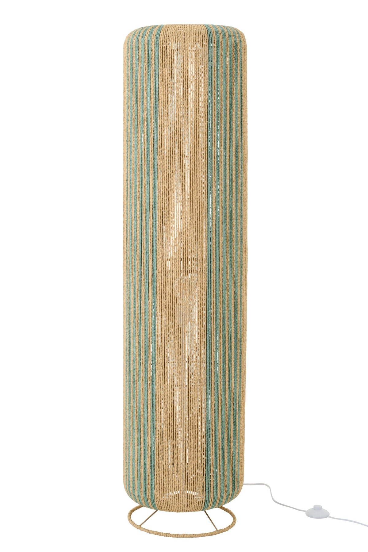 Floor lamp rope cylinder metal turquoise/natural large