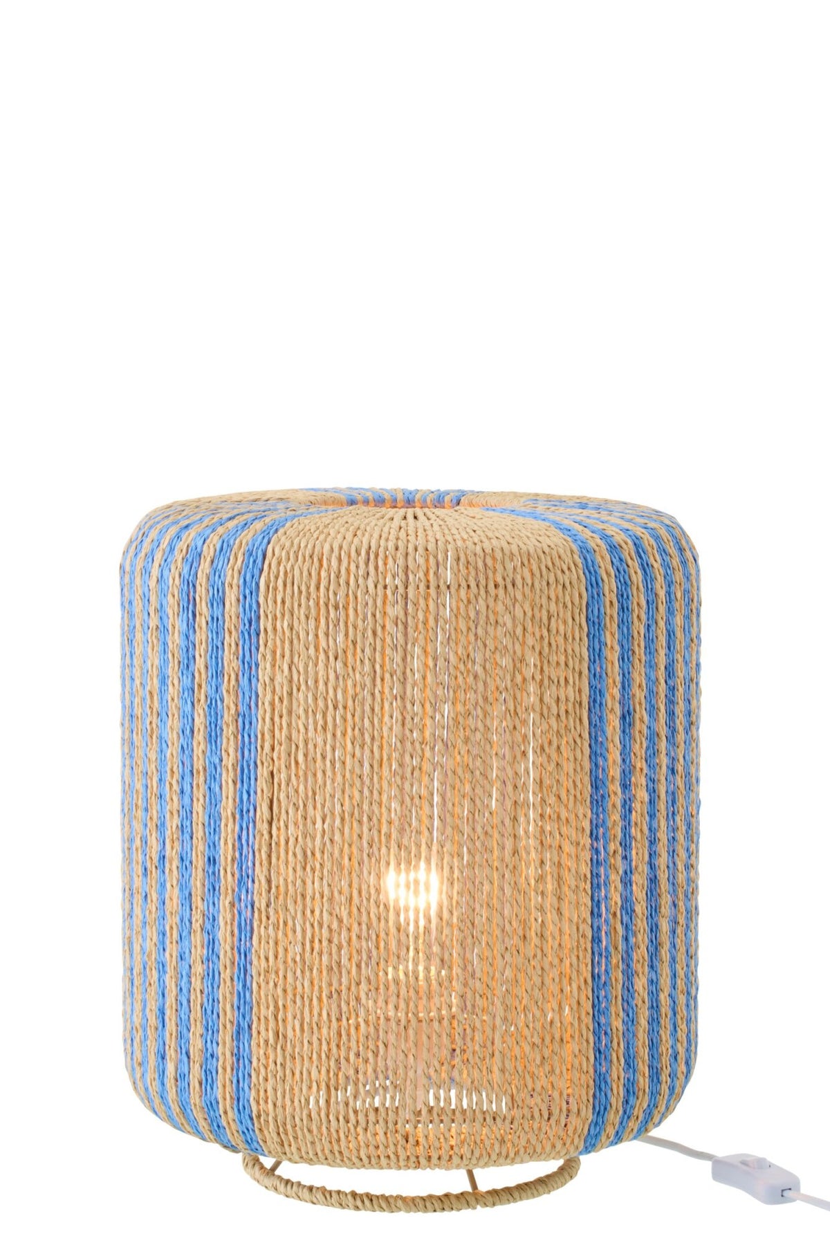 Table lamp rope cylinder metal blue/natural small