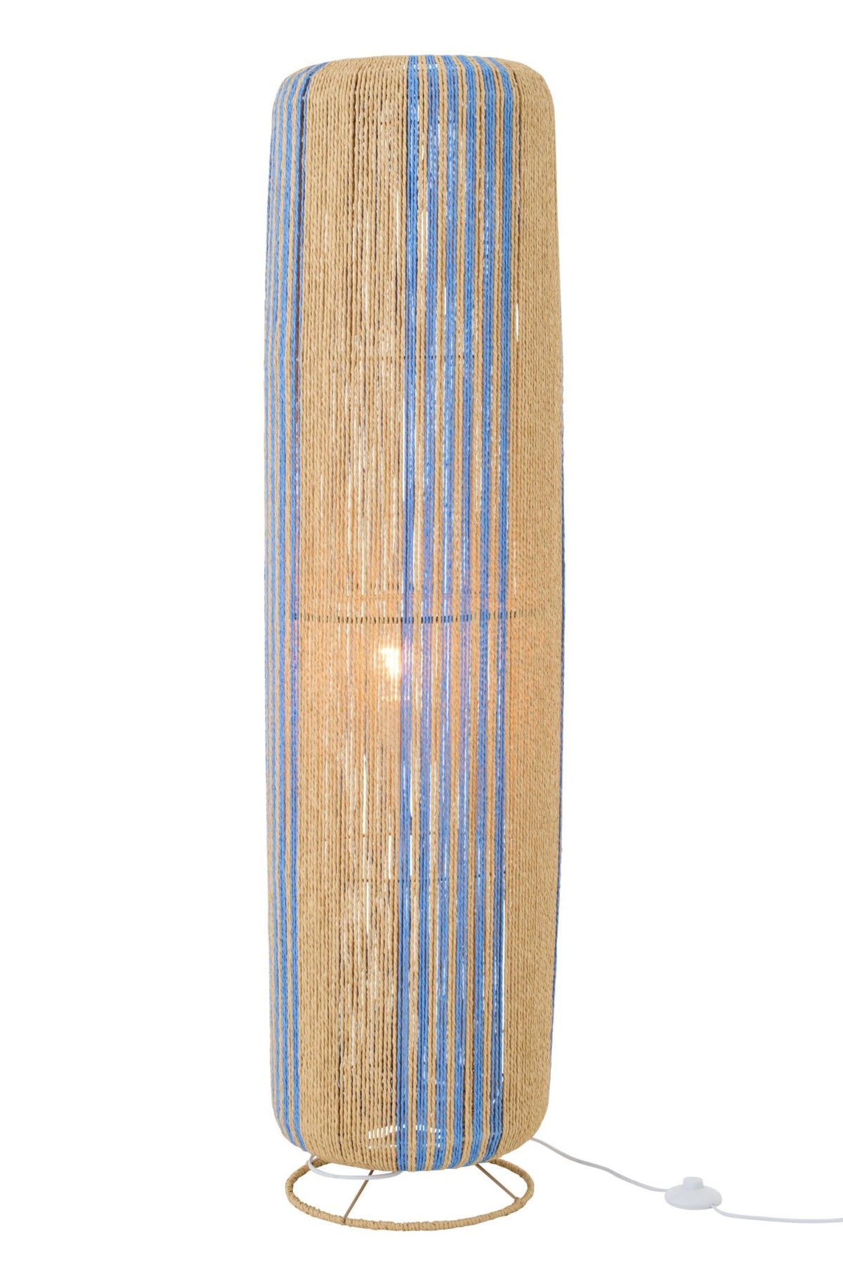 Floor lamp rope cylinder metal blue/natural large