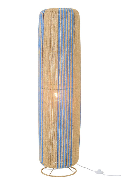 Floor lamp rope cylinder metal blue/natural large