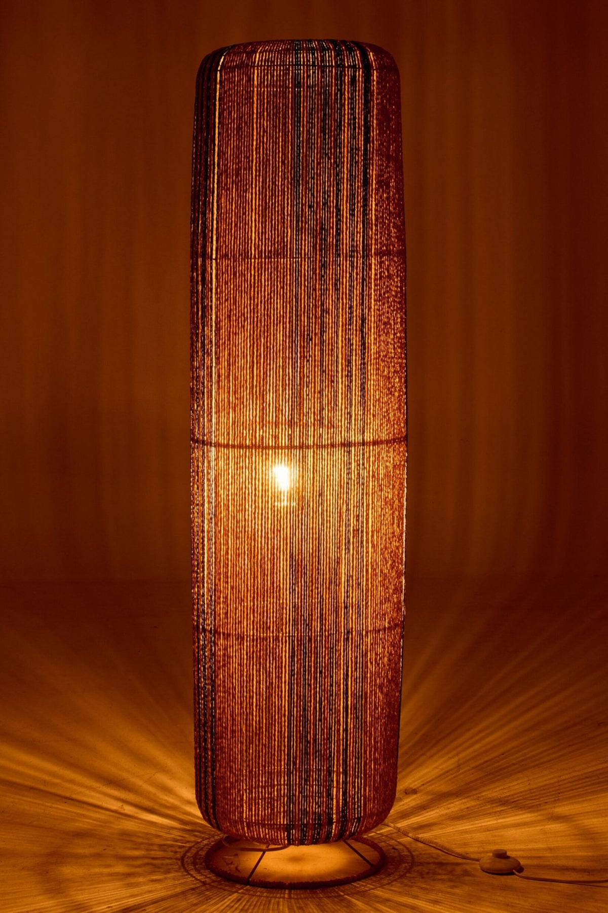 Floor lamp rope cylinder metal blue/natural large
