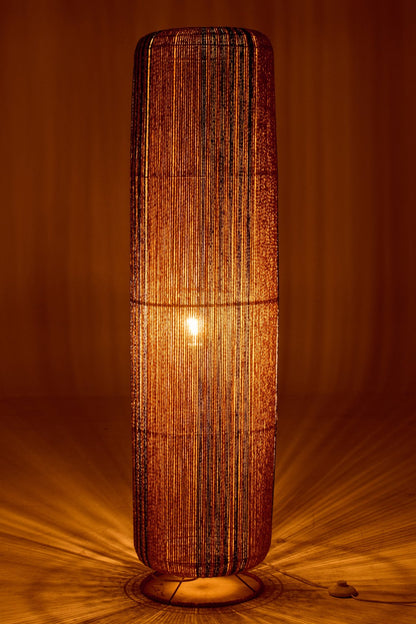 Floor lamp rope cylinder metal blue/natural large