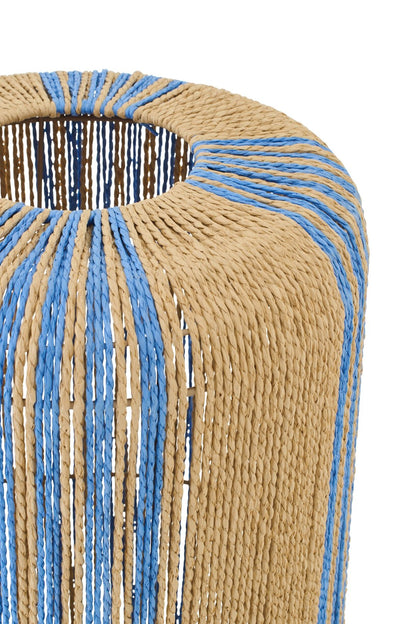 Floor lamp rope cylinder metal blue/natural large