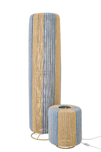 Floor lamp rope cylinder metal blue/natural large