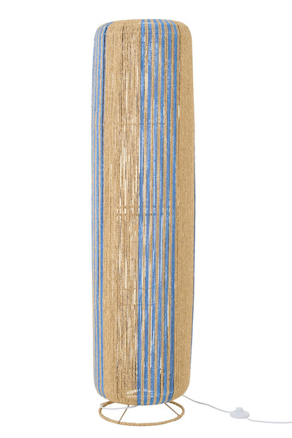 Floor lamp rope cylinder metal blue/natural large