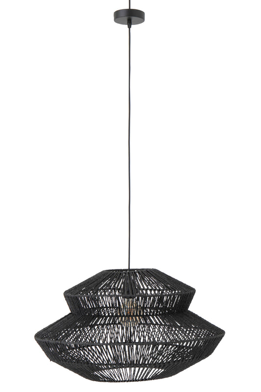Plafondlamp touw metaal zwart klein