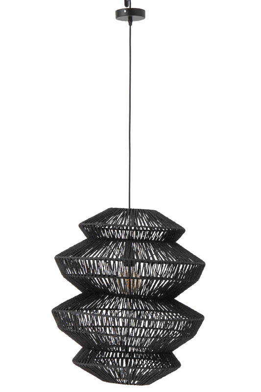 Plafondlamp touw metaal zwart groot