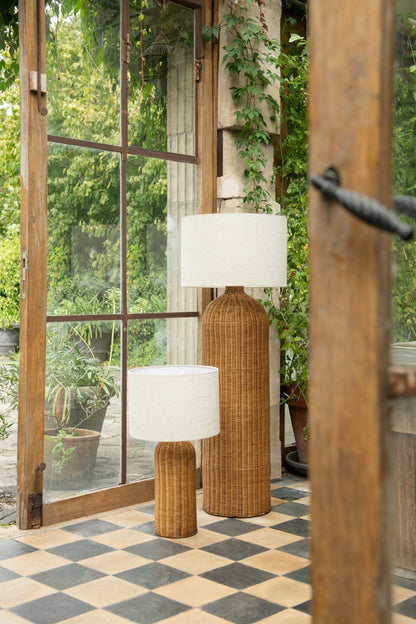 Floor lamp cylinder metal natural/ecru large