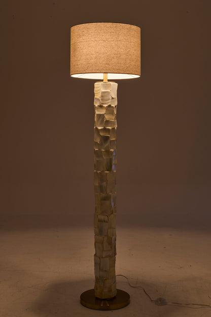 Floor lamp pearl effect shell off-white/light beige