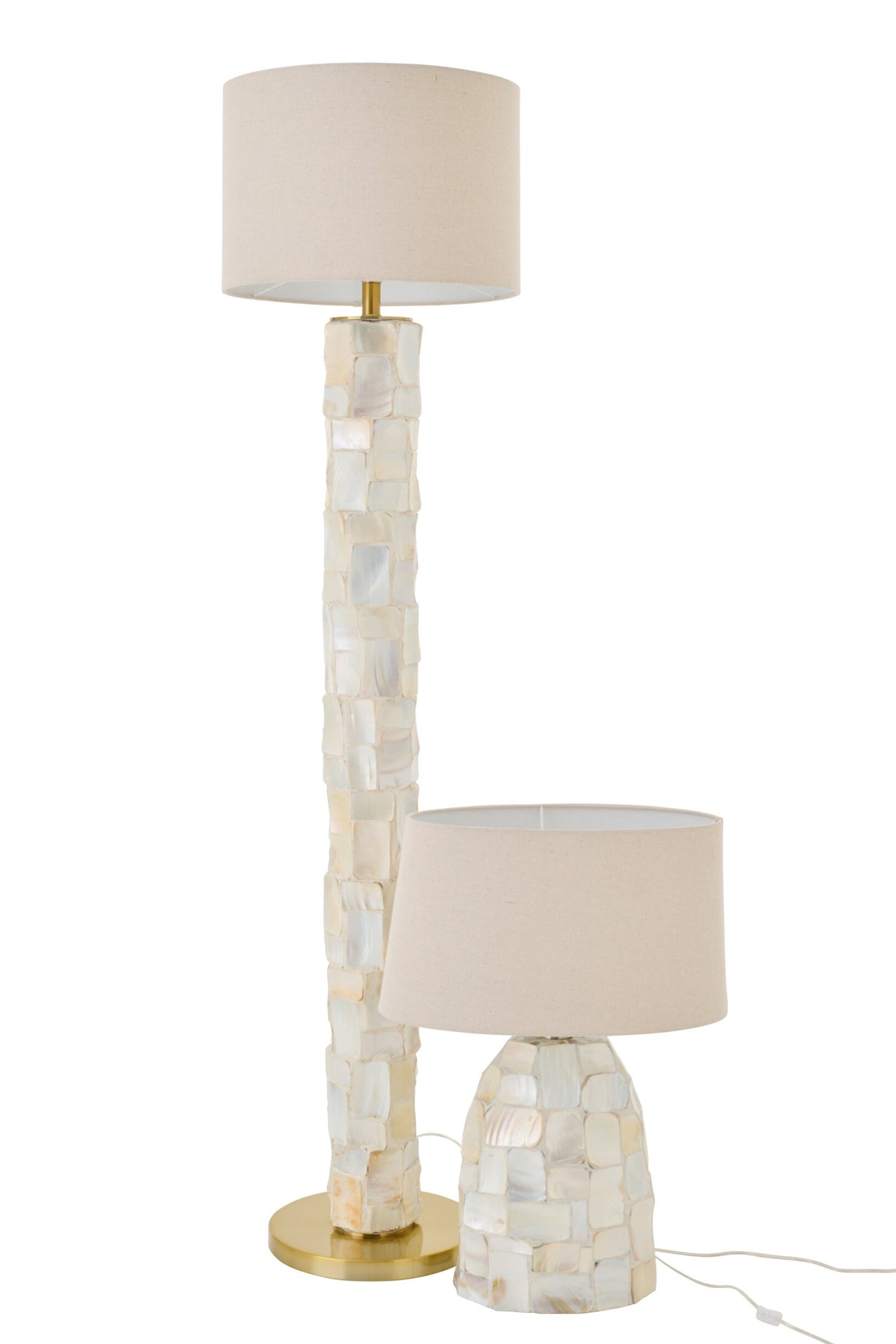 Floor lamp pearl effect shell off-white/light beige