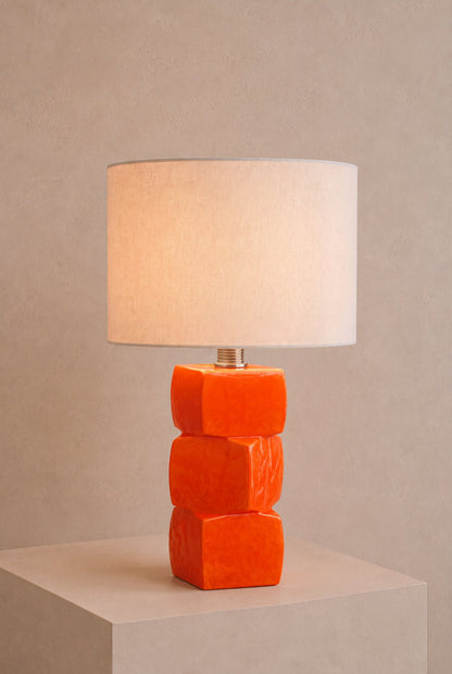 Table lamp 3 orange glass cubes