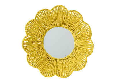 Wall Mirror Raffia Yellow