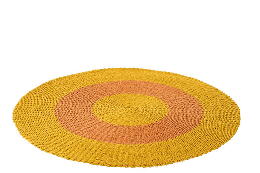 Rug Striped Raffia Warm Yellow/Dark Orange