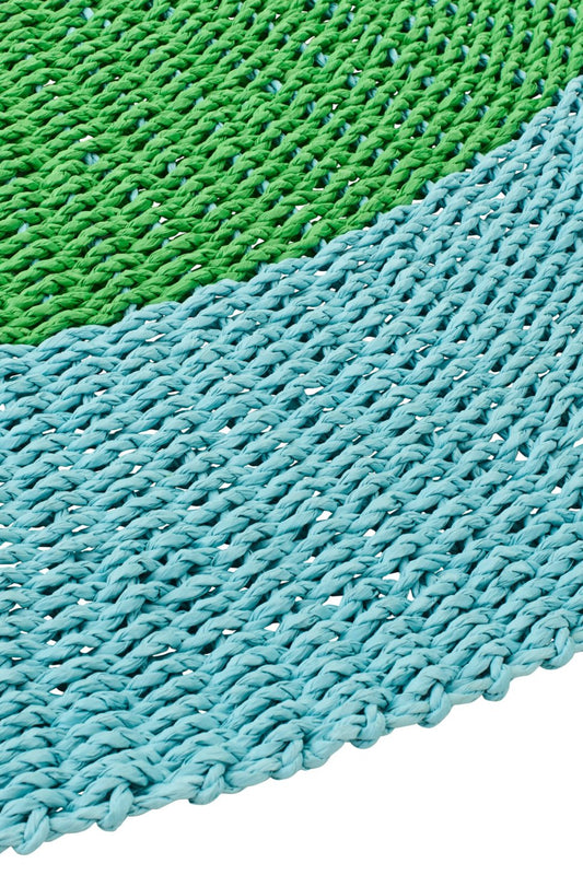 Rug Striped Raffia Light Blue/Green