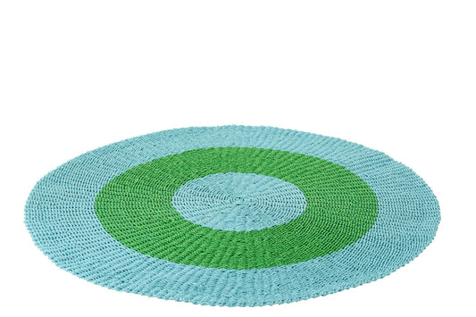 Rug Striped Raffia Light Blue/Green