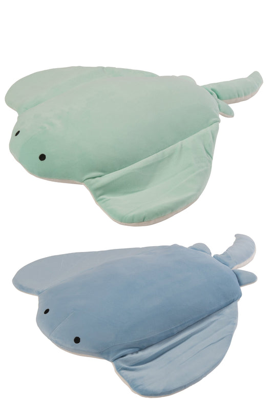 Pijlstaartrog polyester lichtblauw/mintgroen assortiment van 2