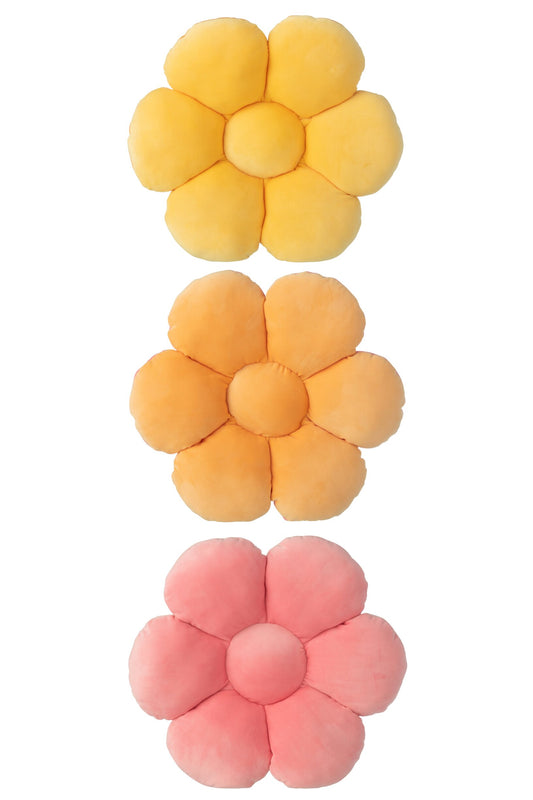 Flower Polyester Pink/Orange Assortment Of 3