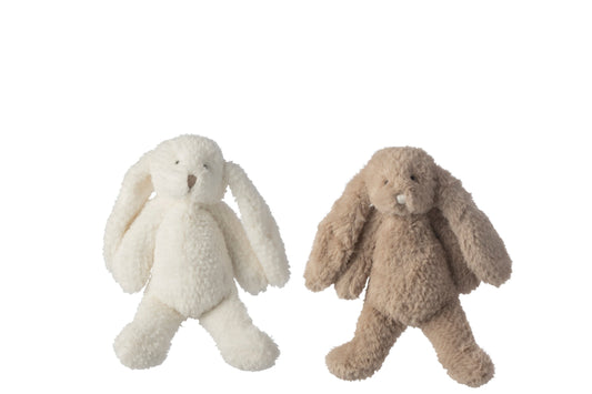 Konijn polyester wit/beige klein assortiment van 2