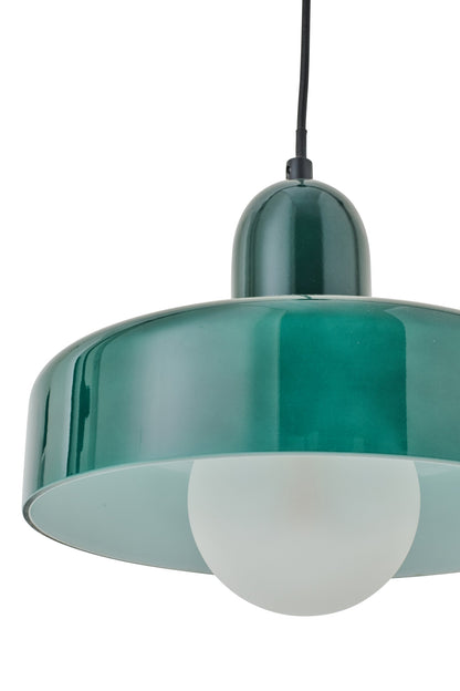 Plafonnier rétro en verre vert foncé