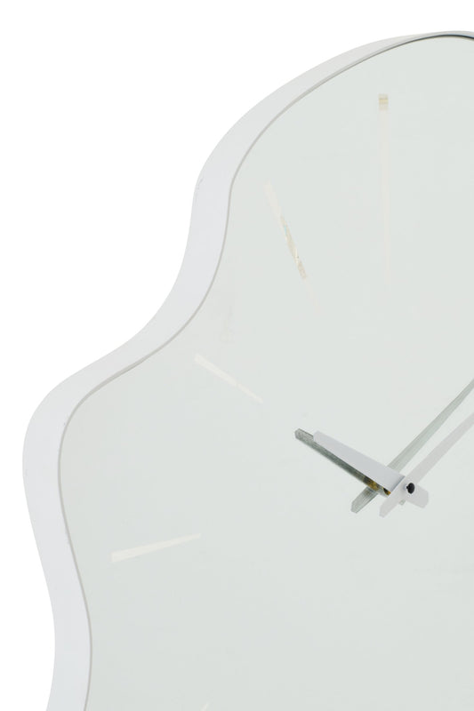 Wall Clock Irregular Glass White