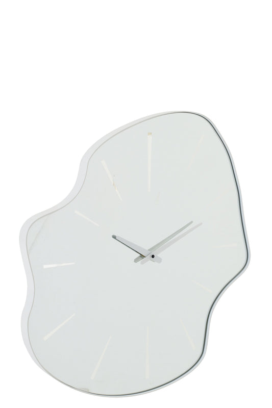 Wall Clock Irregular Glass White