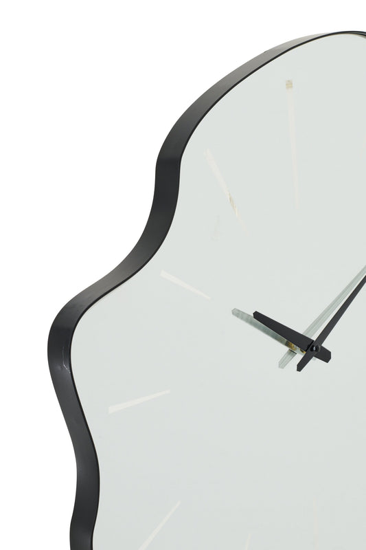 Wall Clock Irregular Glass Black