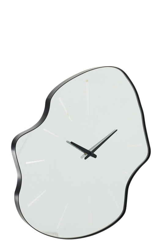 Wall Clock Irregular Glass Black