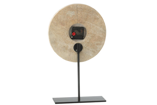 Table Clock Round Marble Beige/Black