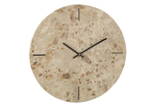 Wall Clock Round Marble Beige/Black