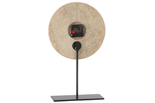 Table Clock Round Marble Terracotta/Black