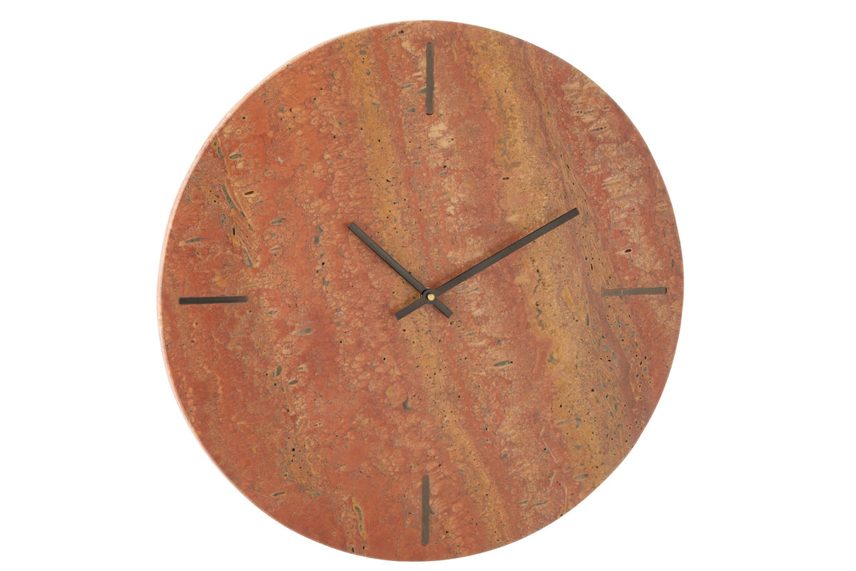 Wall Clock Round Marble Terracotta/Black