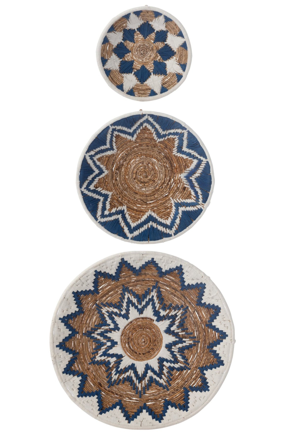 Set Of 3 Wall Decoration Banana Twig Dark Blue