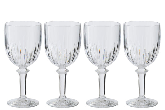 Set van 4 wijnglas acryl transparant