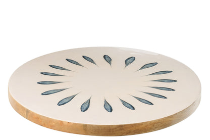 Draaiend plank rond mango hout donkerblauw/wit