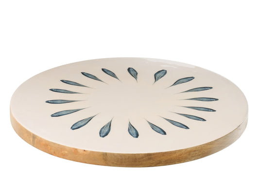 Draaiend plank rond mango hout donkerblauw/wit