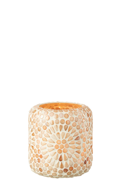 Kaarshouder Mozaïek Glas Beige/Wit