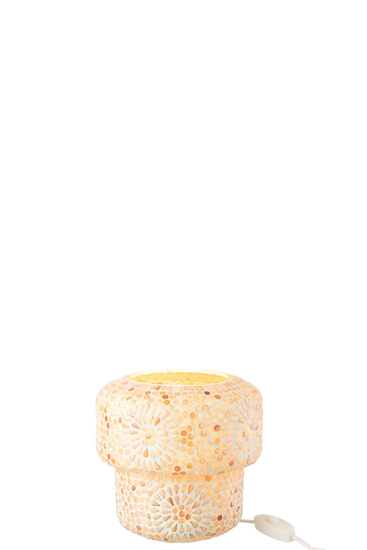 Small beige/white mosaic glass table lamp