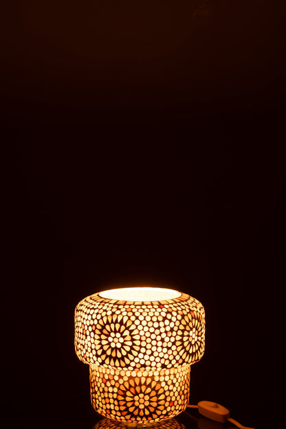 Small beige/white mosaic glass table lamp