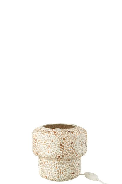 Small beige/white mosaic glass table lamp