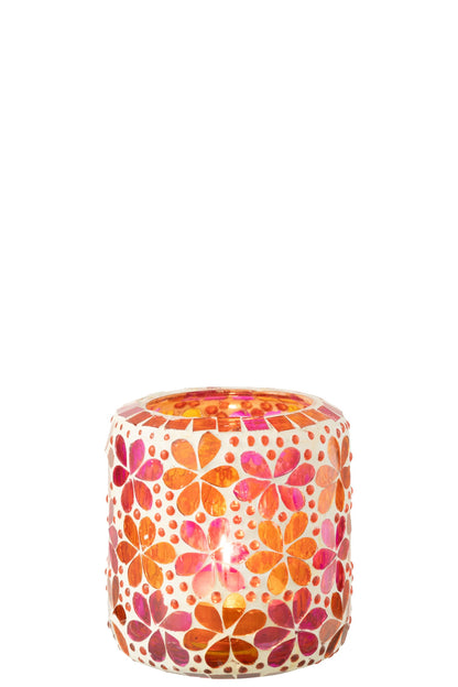 Kaarshouder Mozaïek Glas Donkerroze/Oranje