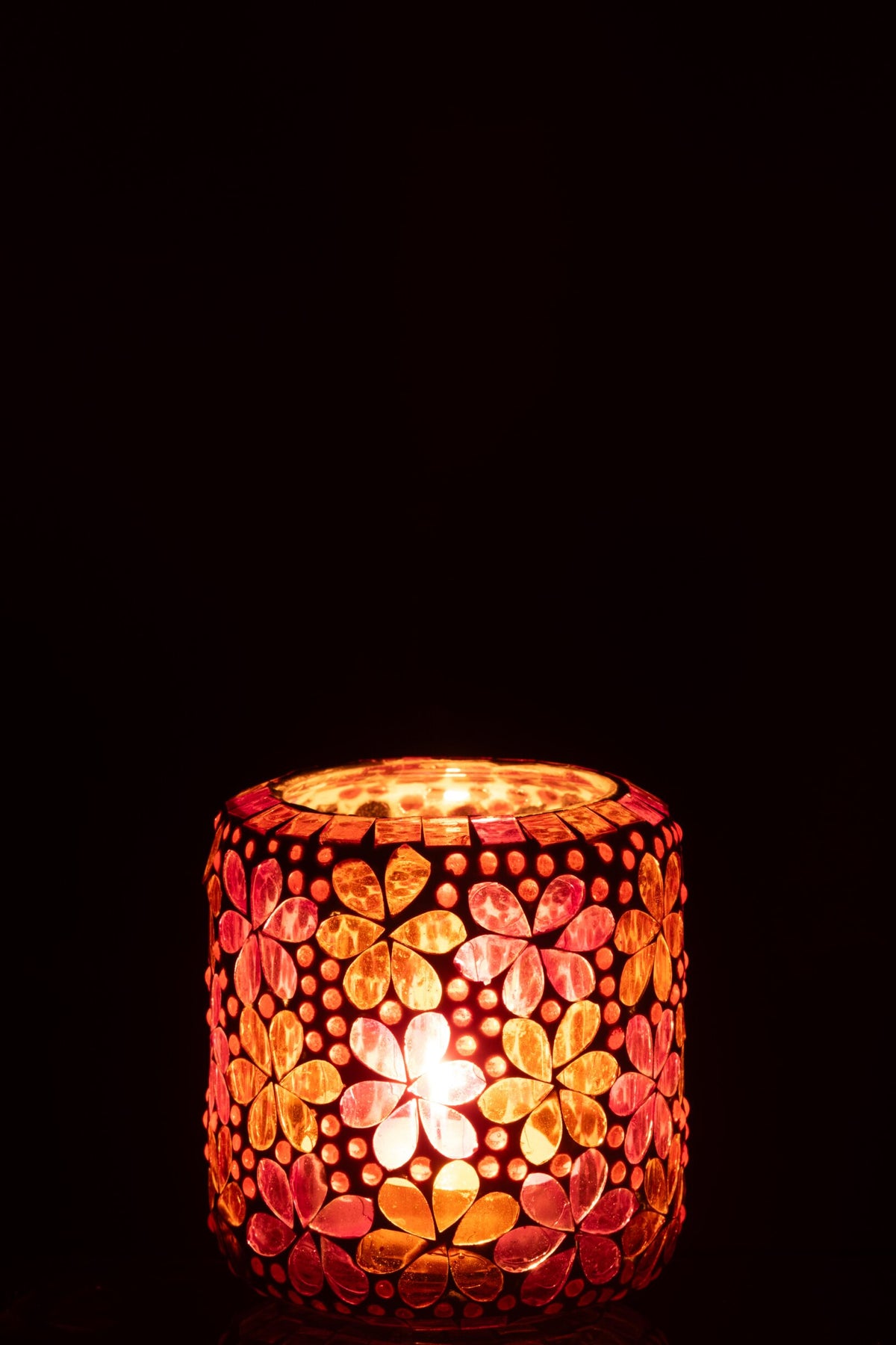 Kaarshouder Mozaïek Glas Donkerroze/Oranje