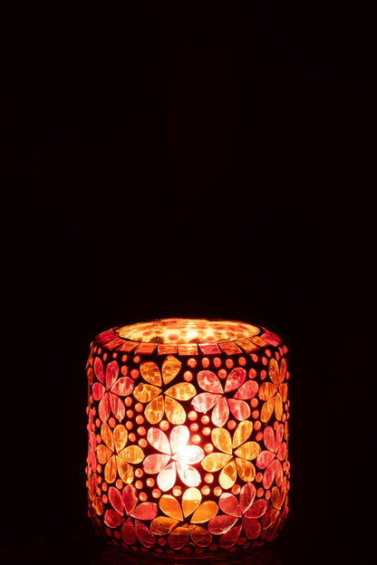 Kaarshouder Mozaïek Glas Donkerroze/Oranje