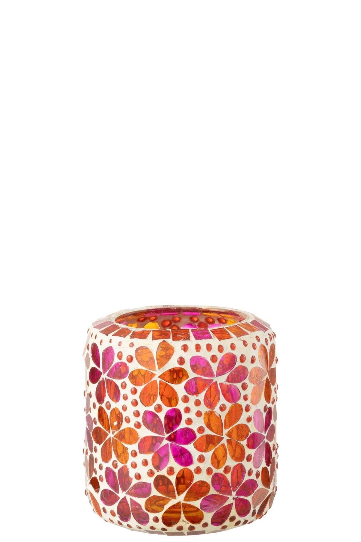 Kaarshouder Mozaïek Glas Donkerroze/Oranje