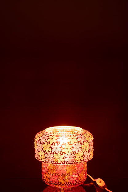 Table lamp mosaic glass dark pink/orange small