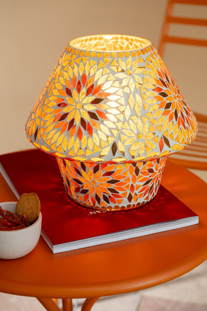 Table lamp mosaic glass brown/dark orange large