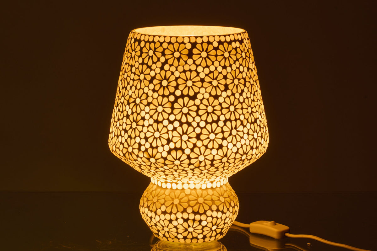 Table lamp mosaic glass white/light green medium