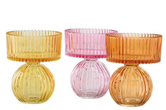 Theelichthouder Glas Multi Assortiment Van 3