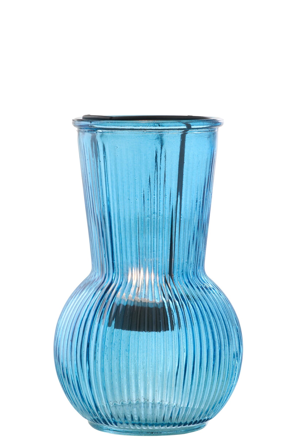 Theelichthouder Glas Blauw/Zwart Large