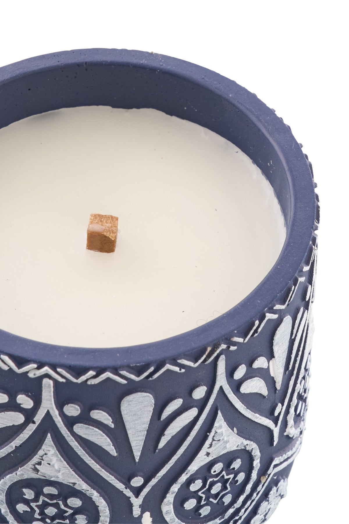 Kaars Terracotta Blauw/Wit Small